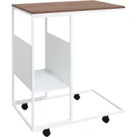 Syfax Beistelltisch mit Rollen Weiß 55x36x63,5 cm Holzwerkstoff