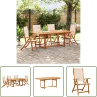 The Living Store 5-tlg. Garten-Essgruppe Massivholz Akazie und Textilene