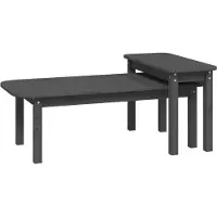 Syfax 2-tlg. Couchtisch-Set Grau Massivholz Kiefer