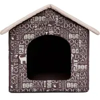HOBBYDOG Hundekissen Hundehütte Hundebett Tierbett Katzenbett - Standard - 44 x 45 x 38 cm [Größe: R2] - Braun mit Text