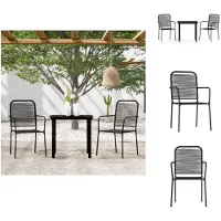 vidaXL 3-tlg. Garten-Essgruppe Schwarz - Gartenmöbel-Sets
