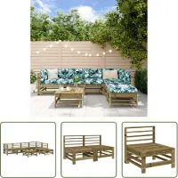 The Living Store 7-tlg. Garten-Lounge-Set Kiefernholz Imprägniert