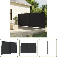 The Living Store Seitenmarkise Ausziehbar Schwarz 160x1200 cm