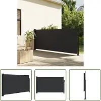 The Living Store Seitenmarkise Ausziehbar Schwarz 120x300 cm