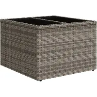 Syfax Gartentisch mit Glasplatte Grau 55x55x37 cm Poly Rattan