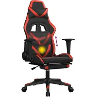 Syfax Gaming-Stuhl mit Massage & Fußstütze Schwarz & Rot Kunstleder