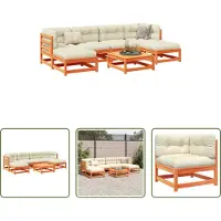 The Living Store 7-tlg. Garten-Sofagarnitur mit Kissen Wachsbraun Kiefernholz