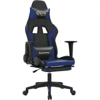 Syfax Gaming-Stuhl mit Fußstütze Schwarz und Blau Kunstleder