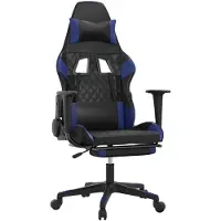 Syfax Gaming-Stuhl mit Massage & Fußstütze Schwarz & Blau Kunstleder