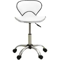 Syfax Bürostuhl Weiß Kunstleder schwenkbar Rollen, 46,5x48,5 cm, Höhe 69,5-83,5 cm, bis 110 kg