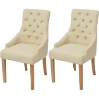 Syfax Esszimmerstühle 2 Stk. Creme Stoff