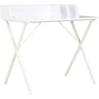 Syfax Schreibtisch Weiß 80 x 50 x 80 cm mit X-förmigen Beinen und zusätzlichen Fächern