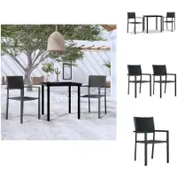 vidaXL 3-tlg. Garten-Essgruppe Schwarz - Gartenmöbel-Sets