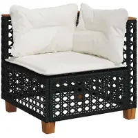 Syfax Garten-Ecksofa mit Kissen Schwarz Poly Rattan