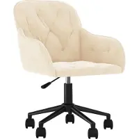 Syfax Drehbarer Bürostuhl Samt Creme höhenverstellbar 56x61x(78-86) cm
