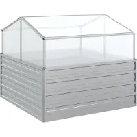Syfax Garten-Hochbeet mit Gewächshaus 100x100x85 cm Silber