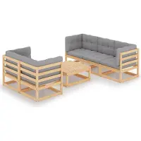 Syfax 6-tlg. Garten-Lounge-Set mit Kissen Kiefer Massivholz