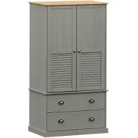 Syfax Kleiderschrank VIGO Grau 90x55x170 cm Massivholz Kiefer