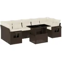 Syfax 8-tlg. Garten-Sofagarnitur mit Kissen Braun Poly Rattan