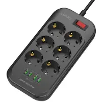 Sonstiges Steckdosenleiste mit 6 AC-Steckdosen, 4x USB, LDNIO SE6403, 2m (schwarz)