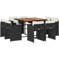 Syfax 9-tlg. Garten-Essgruppe mit Kissen Schwarz Poly Rattan