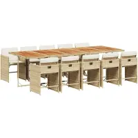 Syfax 11-tlg. Garten-Essgruppe mit Kissen Beige Poly Rattan