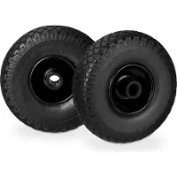 Relaxdays 4 x Sackkarrenrad im Set, pannensicher, 3.00-4 Vollgummireifen, Stahlfelge, 25 mm Achse, 100 kg, 260x85mm, schwarz