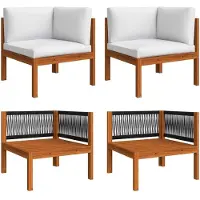 Syfax Garten-Ecksofas 2-tlg. mit Kissen Holz Akazie & Seil