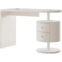 Vicco Schreibtisch Lara Weiß Hochglanz 120 x 50 cm mit 2 Schubladen, Model 41556