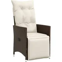 Syfax Gartensessel Verstellbar mit Kissen Braun Poly Rattan