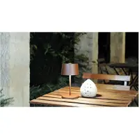 Zafferano Olivia Mini Tischlampe - Aufladbare LED Außenlampe - 22 cm - Braun