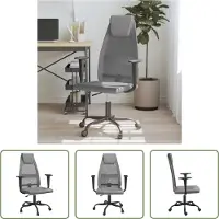 The Living Store Bürostuhl Höhenverstellbar Grau Netzstoff und Kunstleder
