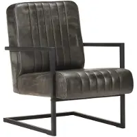 The Living Store Freischwinger Sessel Distressed Grau Echtleder