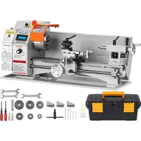 Vevor Metalldrehmaschine 17,8x40,6cm Drehbank Metall 50-2500U/min Tischdrehbank Tischdrehmaschine 800W 9x metrische (von 0,5 bis 3 mm) 10x zöllige (von 10 bis 44 TPI) Gewinde MT5 Spindelkonus