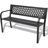 The Living Store Gartenbank 118 cm Stahl Schwarz