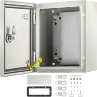 Vevor Schaltschrank NEMA-Industriegehäuse, 25 x 20 x 15 cm NEMA 4X-Stahl-Verteilerschrank, IP66 wasser-/staubdicht, elektrischer Anschlusskasten für den Außen-/Innenbereich, mit Montageplatte
