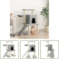 The Living Store Kratzbaum mit Sisal-Kratzsäulen Hellgrau 96,5 cm