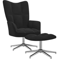Syfax Relaxsessel mit Hocker Schwarz Samt
