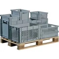 Lockweiler Transportstapelbehälter 55l Polypropylen grau Seitenwände durchbrochen Durchfassgriff - NB55V2-139155220118