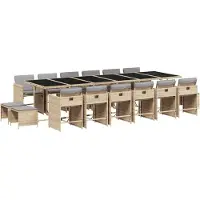 Syfax 17-tlg. Garten-Essgruppe mit Kissen Beigemischung Poly Rattan