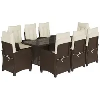 Syfax 9-tlg. Garten-Essgruppe mit Kissen Braun Poly Rattan