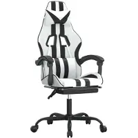 Syfax Gaming-Stuhl mit Fußstütze Drehbar Weiß & Schwarz Kunstleder