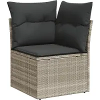 Syfax Garten-Ecksofa mit Kissen Hellgrau Poly Rattan