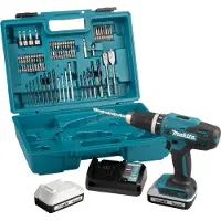 Makita HP488DAEX1 Akku-Schlagbohrmaschine inkl. Bit-Set, 18V 1,5Ah Li-Ion + 2. Akkus, inkl. Koffer