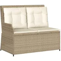 Syfax Gartenbank Verstellbar mit Kissen Beige Poly Rattan
