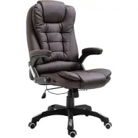 Syfax Ergonomischer Brauner Kunstleder Bürostuhl, höhenverstellbar, 360° drehbar, 71x68x110-119 cm
