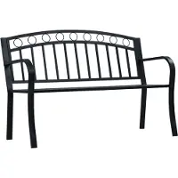 The Living Store Gartenbank 125 cm Schwarz Stahl