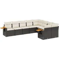 Syfax 9-tlg. Garten-Sofagarnitur mit Kissen Schwarz Poly Rattan