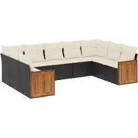 Syfax 9-tlg. Garten-Sofagarnitur mit Kissen Schwarz Poly Rattan