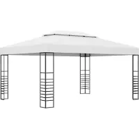 Syfax Gartenpavillon Pulverbeschichteter Stahl 4x3x2,7 m Weiß